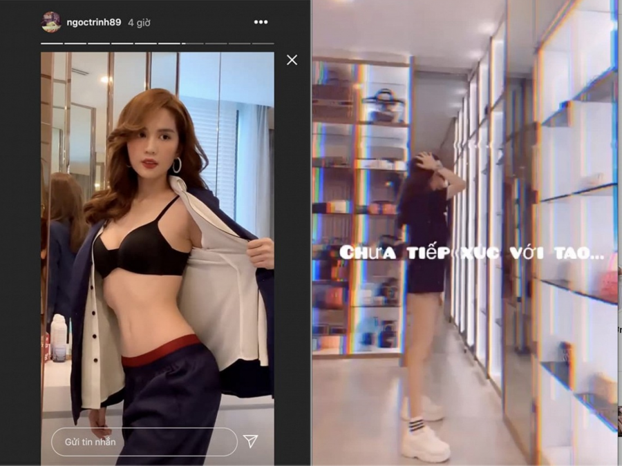 Trên instagram cá nhân, Ngọc Trinh vừa có màn khoe body khiến fan đứng ngồi không yên. Cô diện suit cực bảnh, sau đó bất ngờ cởi khoe thân thình săn chắc với vòng eo 53cm cực nhỏ nhắn. Vừa khoe thân hình khiến fan 