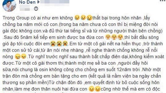 Bài viết của bà mẹ đơn thân viết trên mạng xã hội