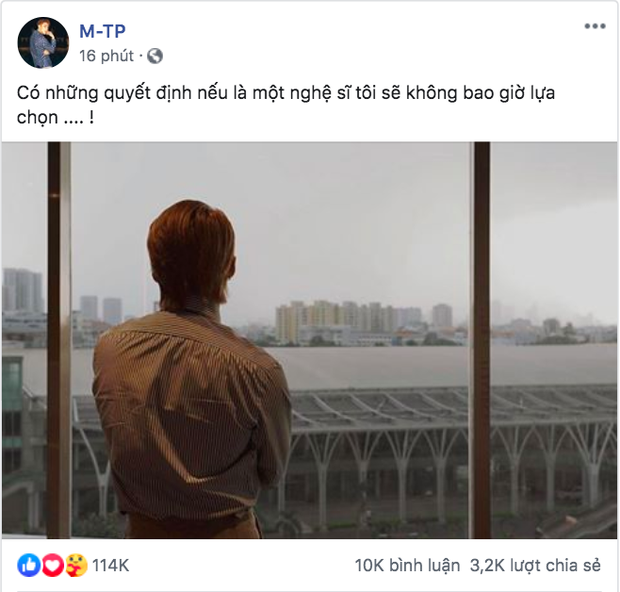 Nhiều tháng nay, Sơn Tùng M-TP gần như không đăng tải hình ảnh trên mạng xã hội. Cho đến mới đây nam ca sĩ bất ngờ trở lại với một bức ảnh quay lưng nhìn thành phố. Đáng chú ý hơn, giọng ca gốc Thái Bình còn chia sẻ cả một dòng status tâm trạng: 