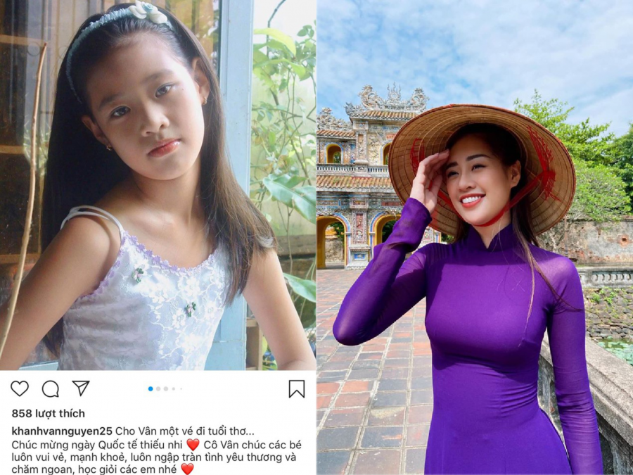 Khánh Vân đã sở hữu thần thái chuẩn Hoa hậu từ thời tấm bé.