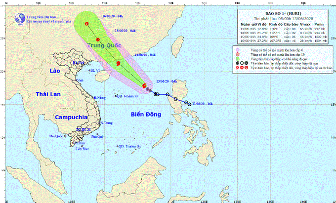Bão số 1 tiến cách Hoàng Sa khoảng 380km, trong 24 giờ tới có khả năng mạnh thêm