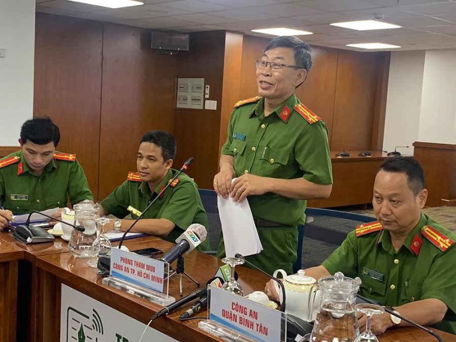 Thượng tá Lâm thông tin ban đầu về kết quả điều tra vụ án