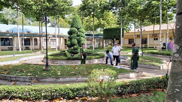 Khuôn viên bệnh viện nơi phát hiện thi thể nạn nhân (Ảnh:Tiền Phong)