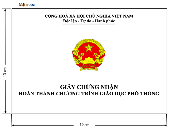 Mẫu giấy chứng nhân hoàn thành chương trình giáo dục phổ thông theo dự thảo