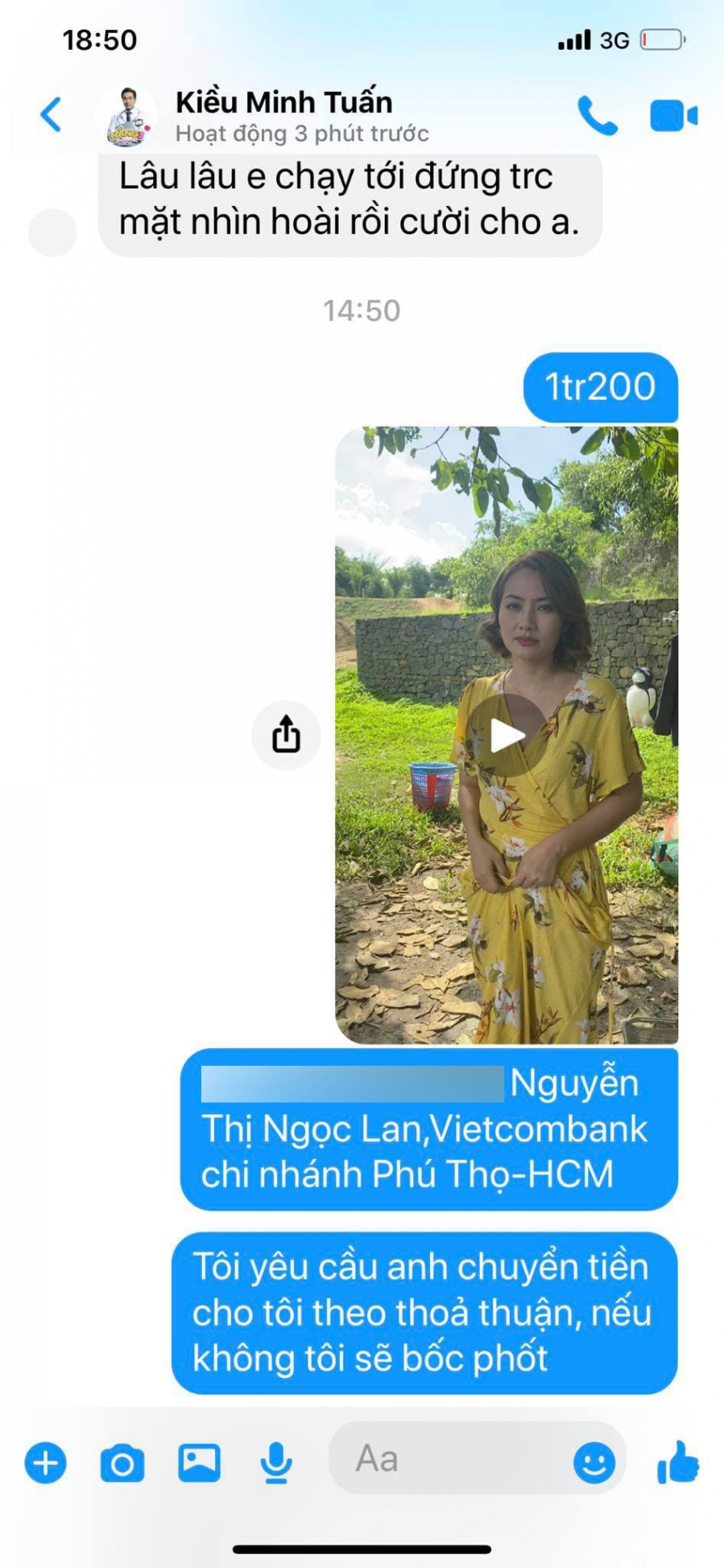 Ngọc Lan đăng tin nhắn đòi tiền Kiều Minh Tuấn sau khi đã làm theo lời nam diễn viên.