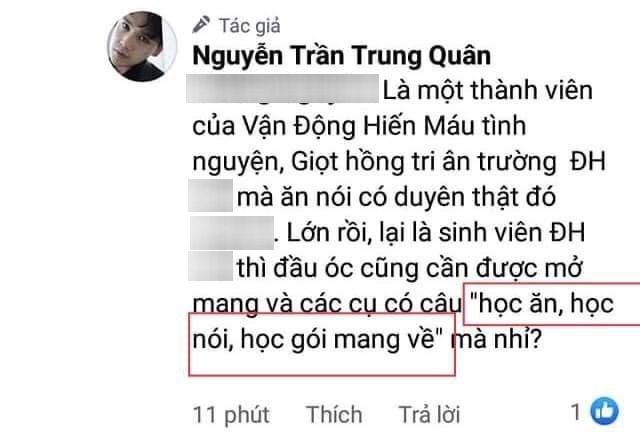 Vừa qua, Nguyễn Trần Trung Quân đã có màn dạy dỗ nhẹ nhàng mà thâm thúy một cư dân mạng. Với lần đáp trả này, nam ca sĩ đặc biệt cất công tìm kiếm thông tin chi tiết của người này để thêm vào comment theo kiểu 