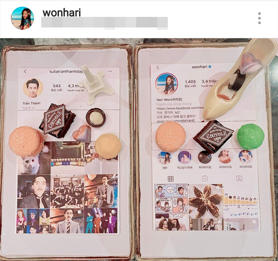 Mới đây, Hari Won đăng tải một dòng trạng thái 'bức xúc' với chồng vô cùng hài hước. Cô cho biết khi đến phòng nghỉ của khách sạn, cô đã được khách sạn tặng một món quà đó là chiếc bánh đáng yêu, tuy nhiên cô bị Trấn Thành ngăn cản việc thưởng thức chiếc bánh này. Hari cảm thấy vô cùng bức xúc vì chồng lại nỡ nhẫn tâm không cho ăn. Và lý do duy nhất mà Trấn Thành đưa ra vô cùng hài hước đó là những chiếc bánh được trang trí quá đẹp.