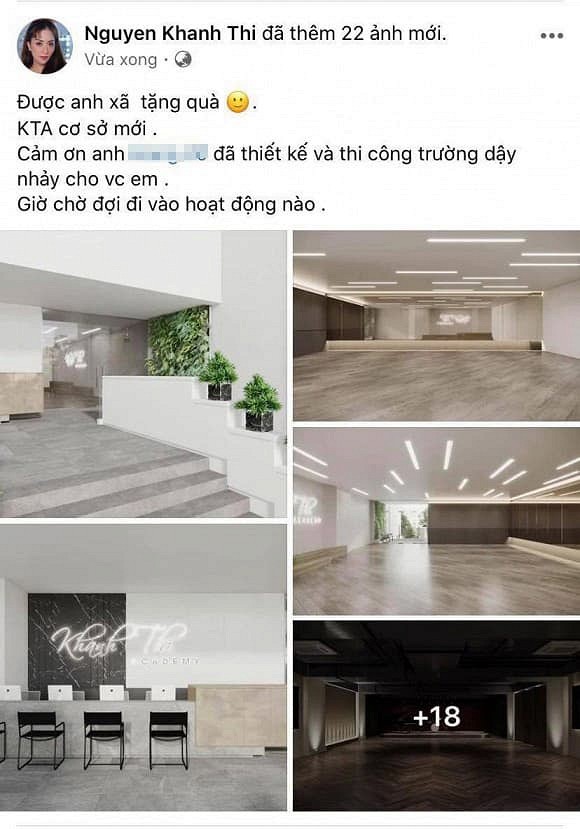 Mới đây, Khánh Thi làm bao người ghen tỵ khi khoe không gian cực rộng rãi và hoành tráng của học viện khiêu vũ mới do ông xã Phan Hiển dành tặng. Theo đó, đây sẽ là cơ sở dạy học khiêu vũ tiếp theo của Khánh Thi và sẽ sớm đi vào hoạt động trong thời gian tới. Mặc dù đây không phải lần đầu Phan Hiển mạnh tay chi tiền khủng tặng quà cho Khánh Thi nhưng fan vẫn dành nhiều lời khen cho anh đúng chuẩn ông chồng của năm.