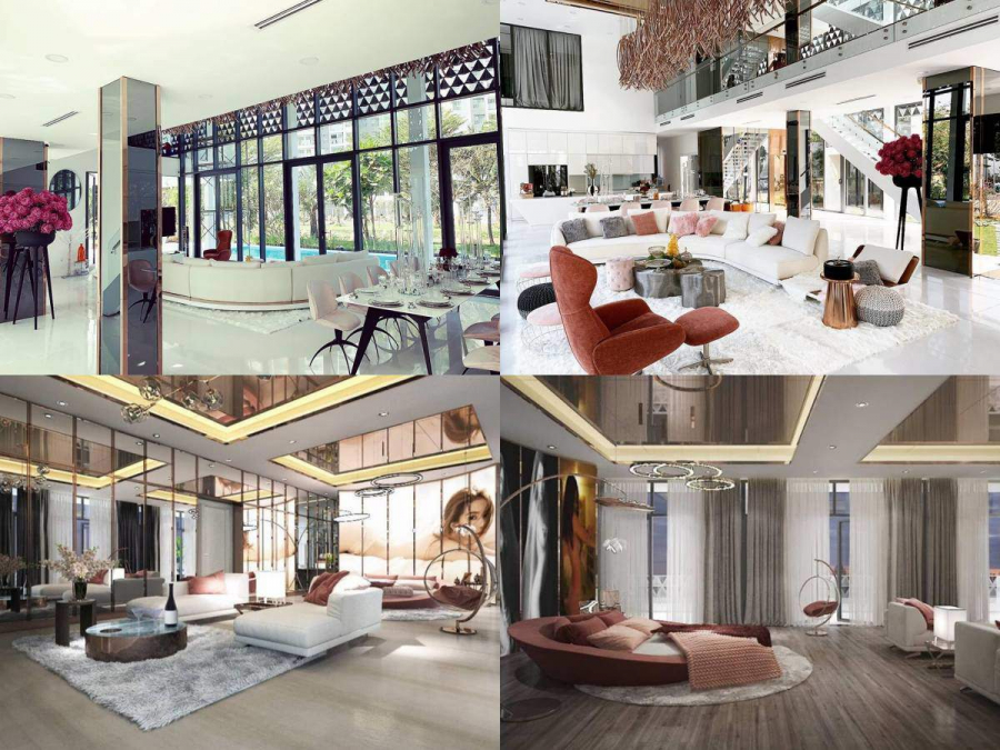 Không gian sống cao cấp của Ngọc Trinh. Bên trong căn biệt thự triệu độ của người đẹp Trà Vinh có nhiều phòng ngủ, hồ bơi, sân vườn và những khu vực sinh hoạt riêng. Phòng khách và phòng ngủ là hai nơi được cô đầu tư thiết kế nhiều nhất.
