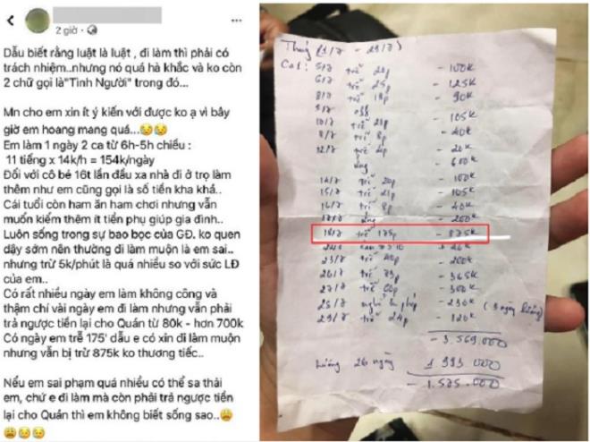 Cô gái than thở, cho rằng chủ quán vô tâm, vô tình bắt ép nhân viên quá đáng