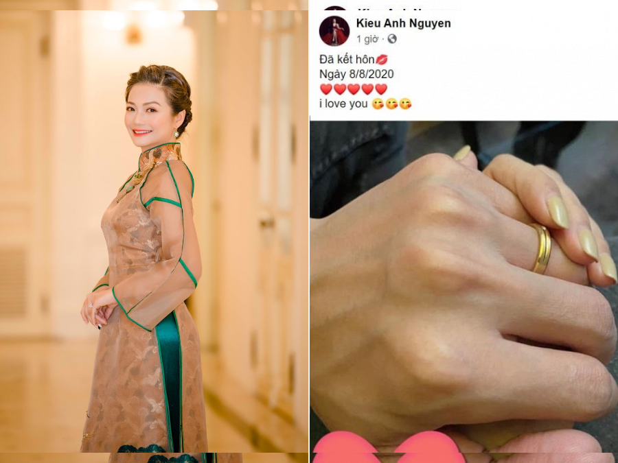 Mới đây, NSƯT Kiều Anh 'Phía trước là bầu trời' khiến mọi người bất ngờ khi đăng hình ảnh bàn tay cô nắm bàn tay một người đàn ông đeo nhẫn ở ngón tay áp út. Cô hạnh phúc chia sẻ: 