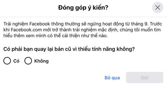 Facebook đã gửi tới bạn thông báo sẽ chính thức khai tử giao diện cũ vào tháng 9 tới (Ảnh HHT) 