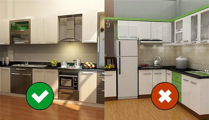Không đăt bếp gần cửa phòng ngủ