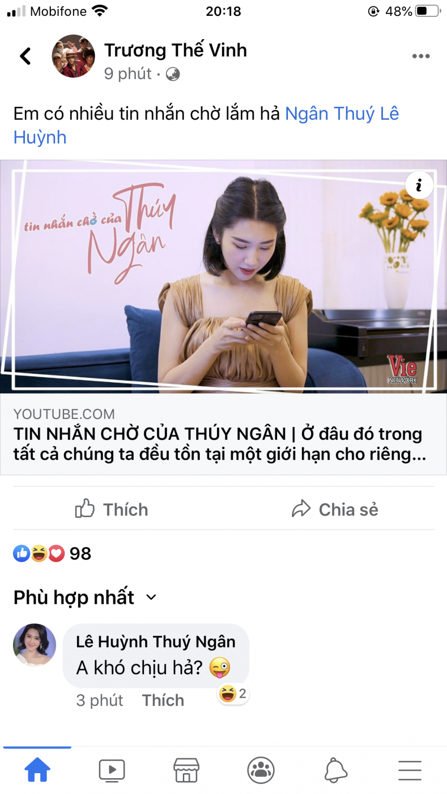 Trương Thế Vinh vừa để lộ động thái cho thấy mình và Thúy Ngân 