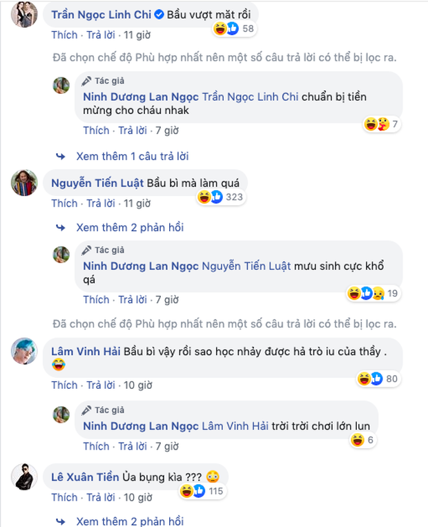 Ninh Dương Lan Ngọc bất ngờ đăng tải hình ảnh mặc váy dáng dài làm lộ vòng 2 lớn bất thường gây xôn xao khắp MXH. Cô còn lấy tay ôm bụng, tỏ ra khá nặng nề. Cô viết: 