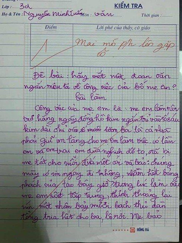 Bài văn ngô nghê của em học sinh