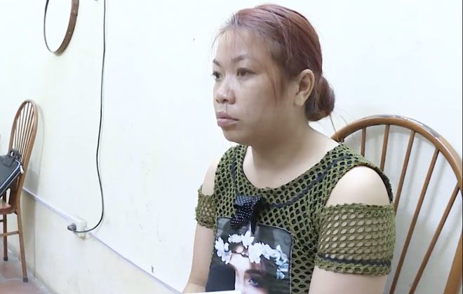 Đối tượng Nguyễn Thị Thu tại cơ quan Công an.    