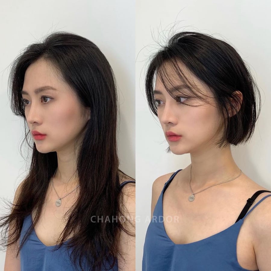 Kiểu tóc này có 2 dạng đó là ngang cằm ôm gáy