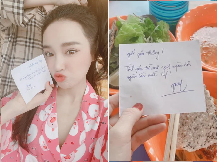Mới đây, Nhã Phương khiến hội FA ghen tỵ ra mặt khi khoe chuyện Trường Giang gửi đồ ăn đến trường quay, kèm theo đó là lời nhắn đầy mùi mẫn: 