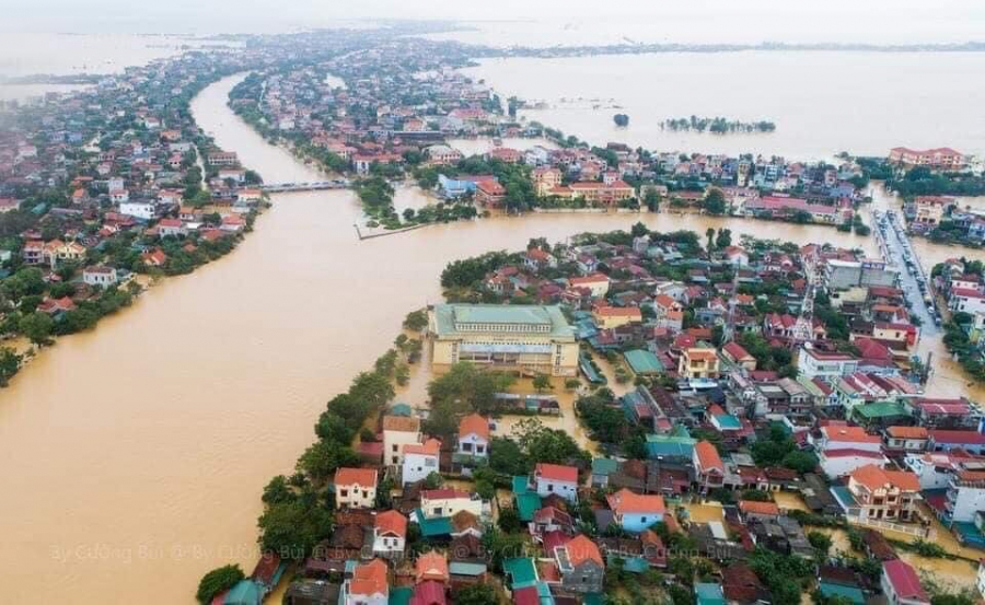 Toàn cảnh huyện Lệ Thủy (Quảng Bình) nhìn từ trên cao