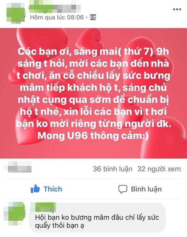 Cô gái này cũng mời bạn bè đến chung vui qua facebook, kết quả là...