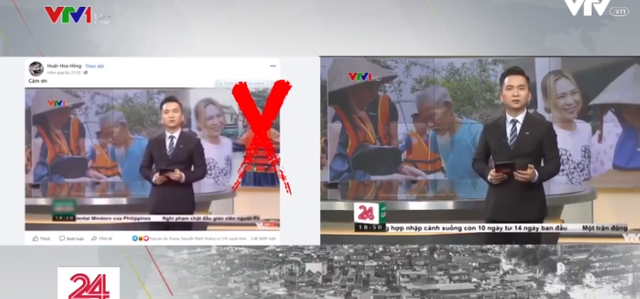 Hình ảnh video gốc của VTV, cụ bà xuất hiện trong video được thay thế bằng hình ảnh của Huấn 