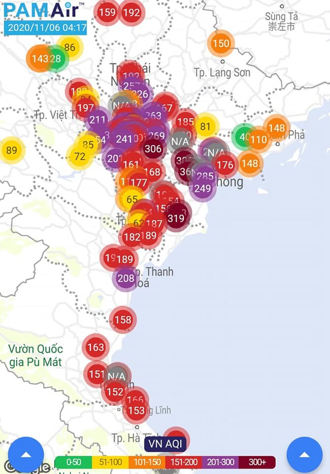 Mức độ ô nhiễm không khí ở Hà Nội sáng nay