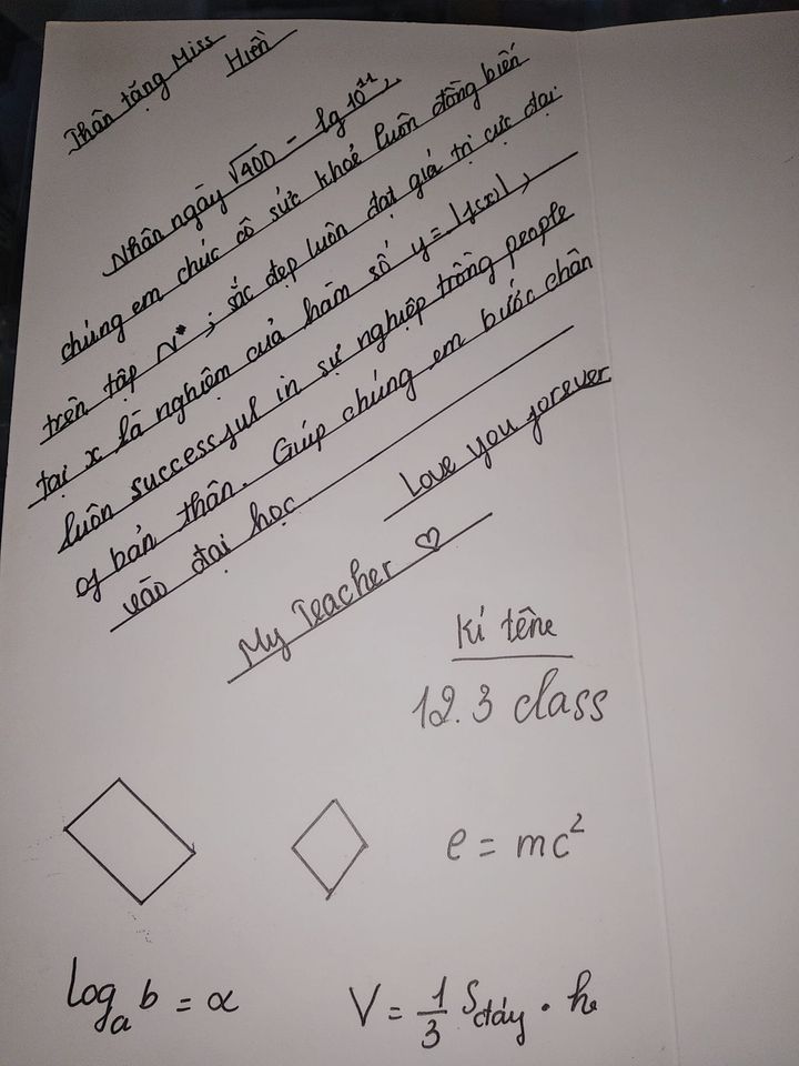 Chúc giáo viên 20/11 vừa kèm công thức toán học vừa cả tiếng Anh