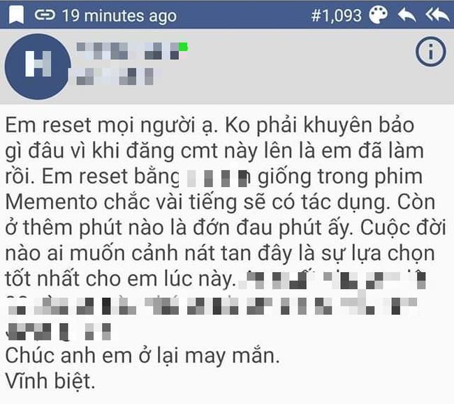 Trạng thái mới cập nhật của anh C. khiến mọi người lo lắng