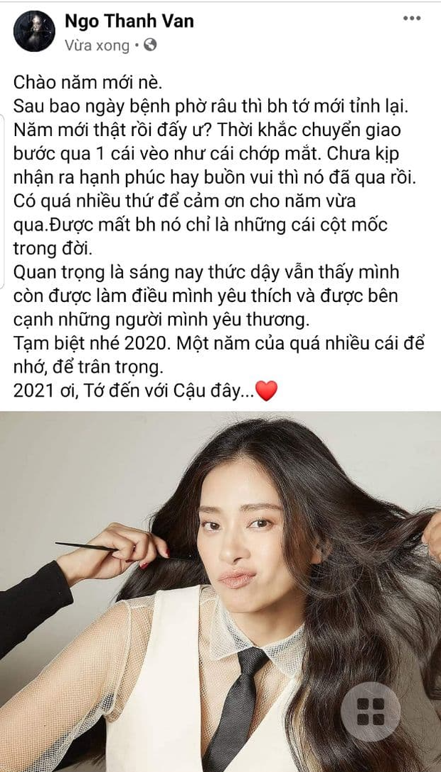 Nghi vấn hẹn hò của Huy Trần và Ngô Thanh Vân là một trong những đề tài được nhiều người quan tâm nhất hiện nay. Năm mới, Ngô Thanh Vân tiếp tục gây chú ý khi đăng dòng trạng thái với những câu từ như 