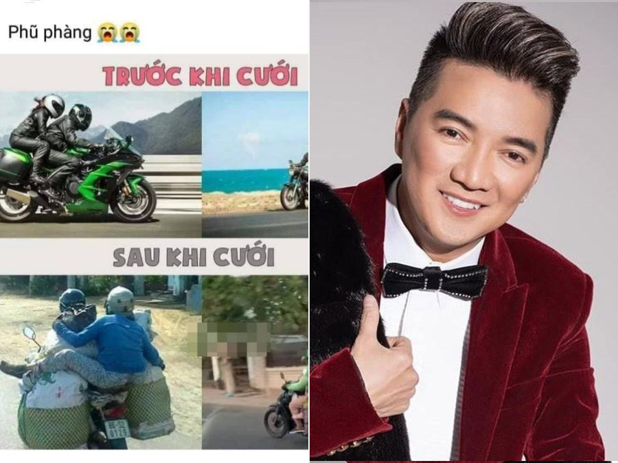 Đàm Vĩnh Hưng đăng hình ảnh trước khi cưới và sau khi cưới vợ khiến fan không khỏi bật cười. 
