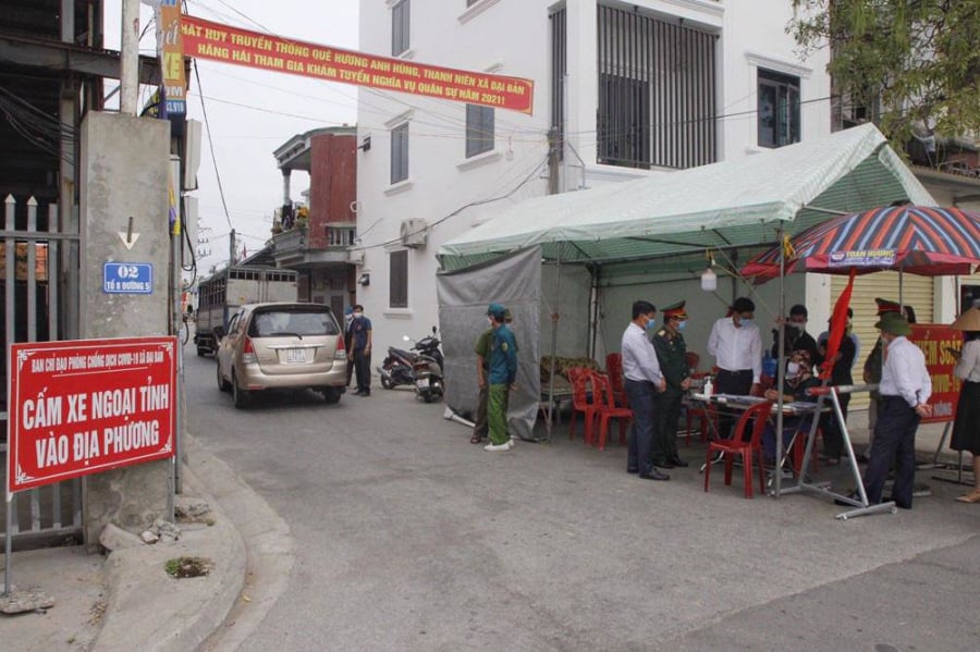 Một trong những chốt phòng dịch tại An Dương, Hải Phòng
