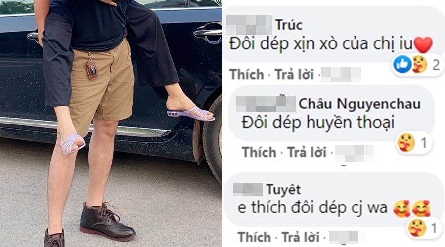 Đôi dép “huyền thoại” chiếm spotlight trong bức ảnh.
