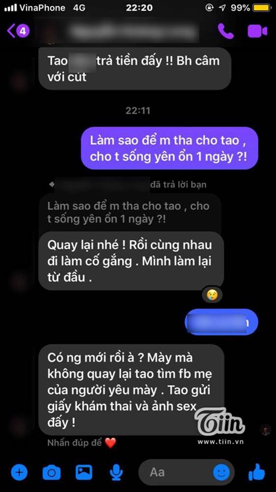 Chàng trai chày cối đe dọa cô gái và đòi quay lại (Ảnh: Tiin)