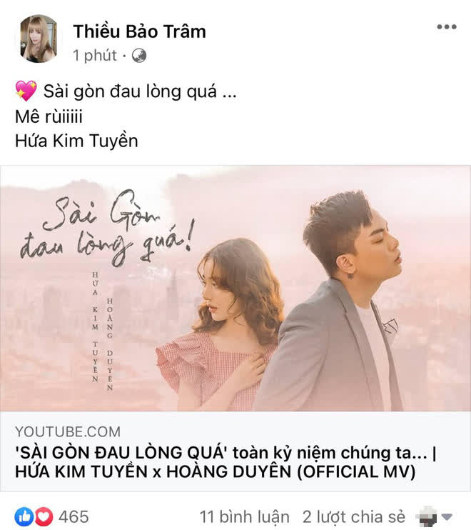 Thiều Bảo Trâm viết 5 chữ đầy tâm trạng, chỉ đơn thuần là ủng hộ sản phẩm mới của đồng nghiệp hay đây chính là tâm trạng của cô?