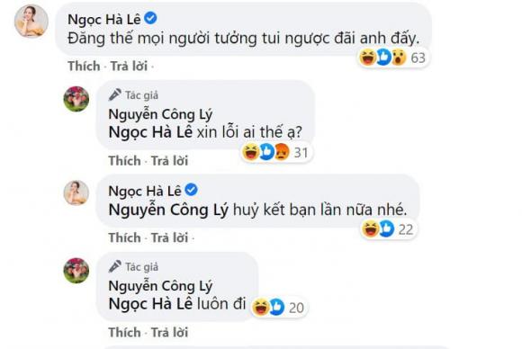 Nghệ sĩ Công Lý đăng tải hình ảnh đĩa salad và viết: ''Ăn uống thế này bảo sao... Haiz''. Ngay lập tức vợ Công Lý đã vào bình luận: ''Đăng thế mọi người tưởng tui ngược đãi anh đấy''. Khi bị Công Lý trêu ''xin lỗi ai thế ạ'', Ngọc Hà liền đòi hủy kết bạn. Màn đối đáp của vợ chồng nghệ sĩ Công Lý khiến nhiều người hâm mộ thích thú. Qua đây cho thấy Shbet16 chơi game trực tuyến hôn nhân của vợ chồng nam nghệ sĩ luôn tràn ngập tiếng cười.