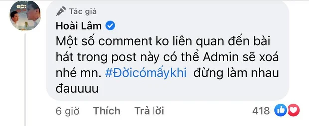 Hoài Lâm - Cindy Lư - Du Uyên - Đạt G chính là 4 nhân vật được bàn luận nhiều nhất những ngày qua. Đặc biệt, nhất cử nhất động của Hoài Lâm trong lúc vợ cũ lần đầu vướng lùm xùm tình ái hậu ly hôn cũng gây chú ý. Suốt mấy ngày qua Hoài Lâm chỉ tập trung quảng bá MV, thậm chí còn để lại bình luận thông báo sẽ xoá thẳng tay những bình luận không liên quan đến sản phẩm bởi có quá nhiều người nói đến chuyện tình ái của vợ cũ. Ngoài ra, trên YouTube cá nhân, Hoài Lâm liên tục để lại những lời kêu gọi xem MV cũng như khá thoải mái giao lưu với khán giả.