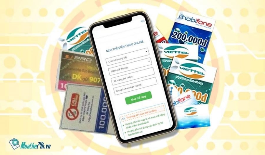 Tiện ích mua thẻ điện thoại và mua thẻ game