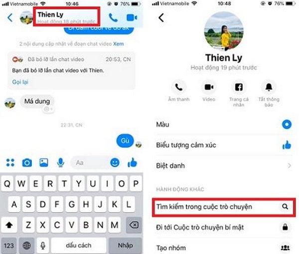 Tìm tin nhắn cũ trên Facebook từ điện thoại