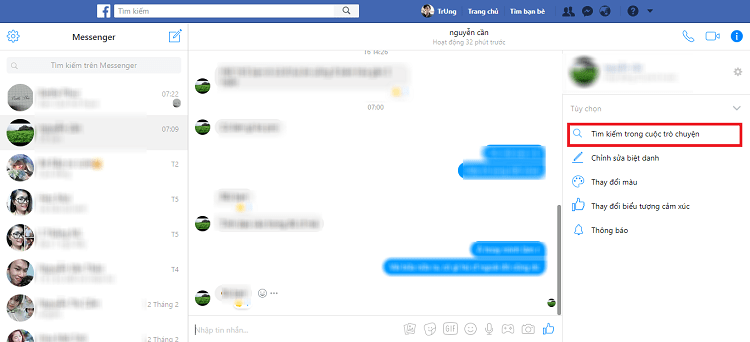 Tìm tin nhắn cũ trên Facebook từ máy tính