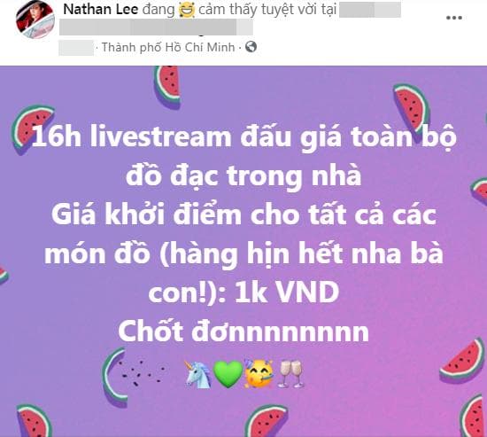 Nathan Lee gây sốc khi tuyên bố bán hết đồ đạc trong nhà.