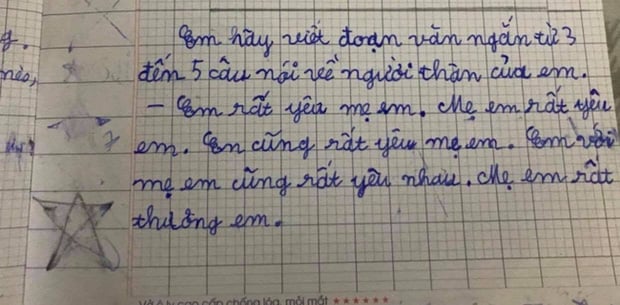 Bài văn đáng yêu của cô bé (Ảnh: Pháp luật & Bạn đọc) 