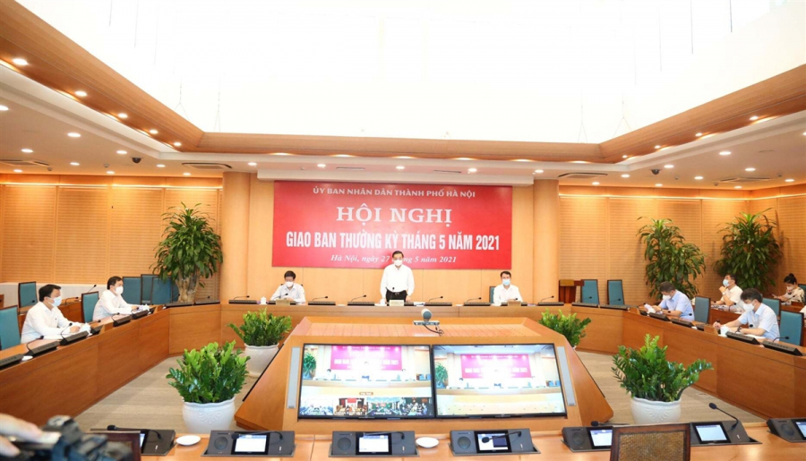 Cuộc họp giao ban sáng nay do Chủ tịch UBND TP.Hà Nội chủ trì (Ảnh: VTC News)