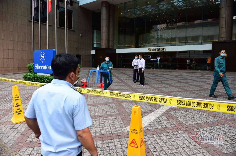 Ngành chức năng phong tỏa tạm thời khách sạn Sheraton (Ảnh: Vietnamnet)