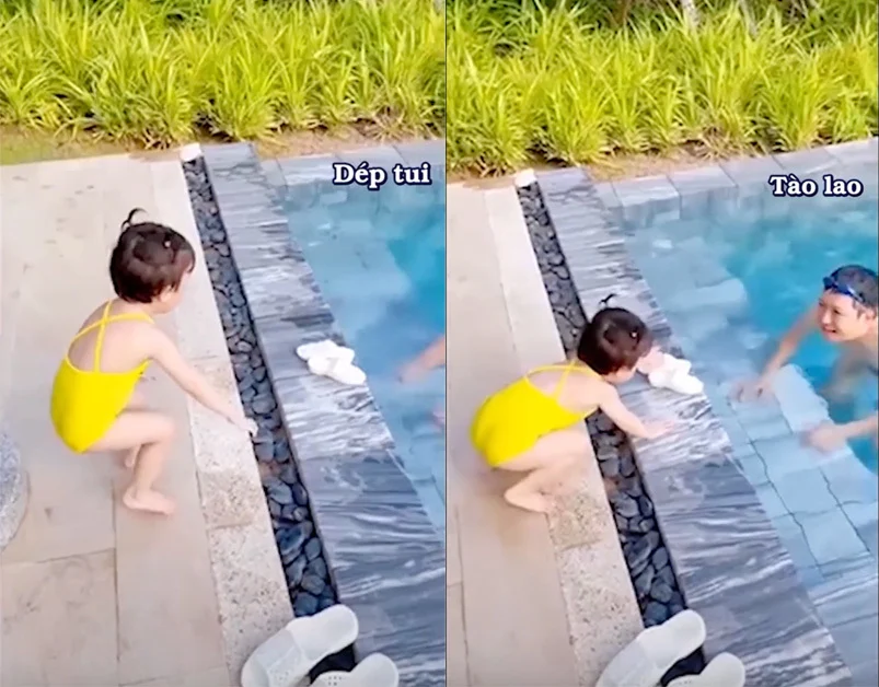 Trường Giang đã chia sẻ khoảnh khắc dễ thương cùng đoạn hội thoại của con gái. Cô bé được bố mẹ chuẩn bị riêng cho đôi dép tổ ong và hào hứng nhận là 