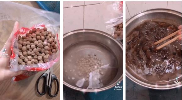 Háo hức chờ đợi món trân châu ra đời và kết quả.