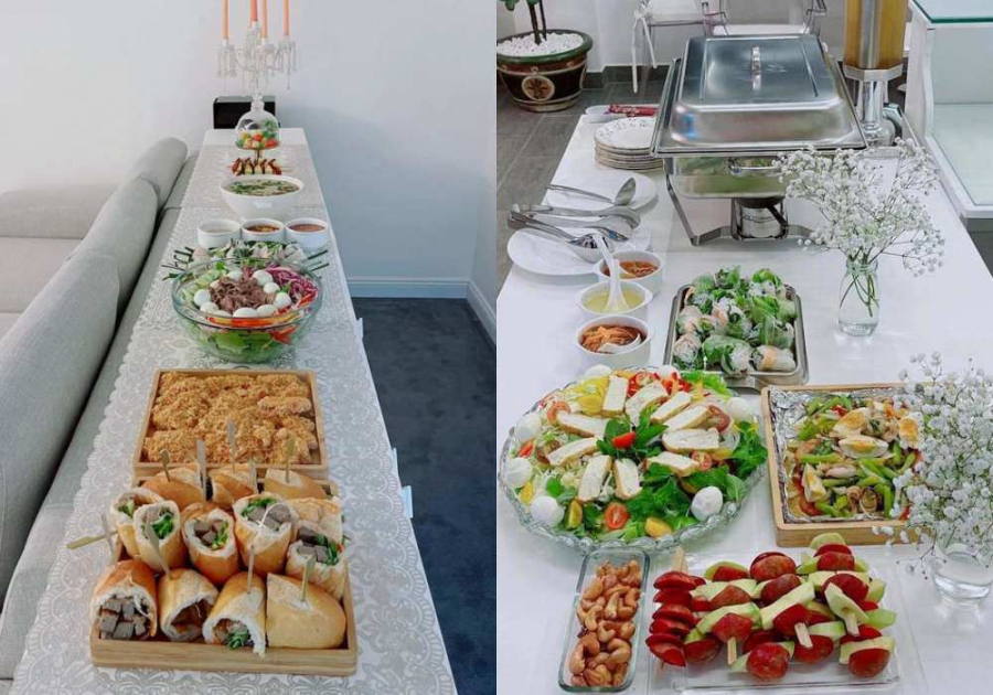 Trong thời gian giãn cách xã hội, Lý Nhã Kỳ ở nhà bày biện đồ ăn như tiệc buffet rồi gửi cho bạn bè.
