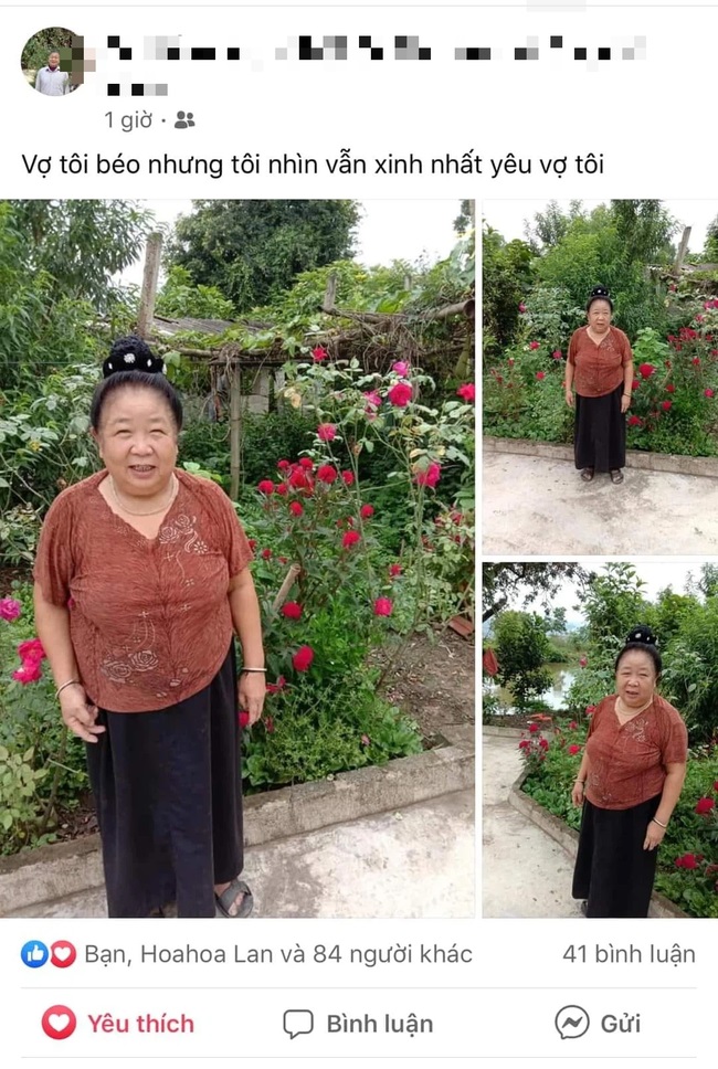 Cụ bà để cụ ông chụp hình rồi đăng ảnh lên Facebook