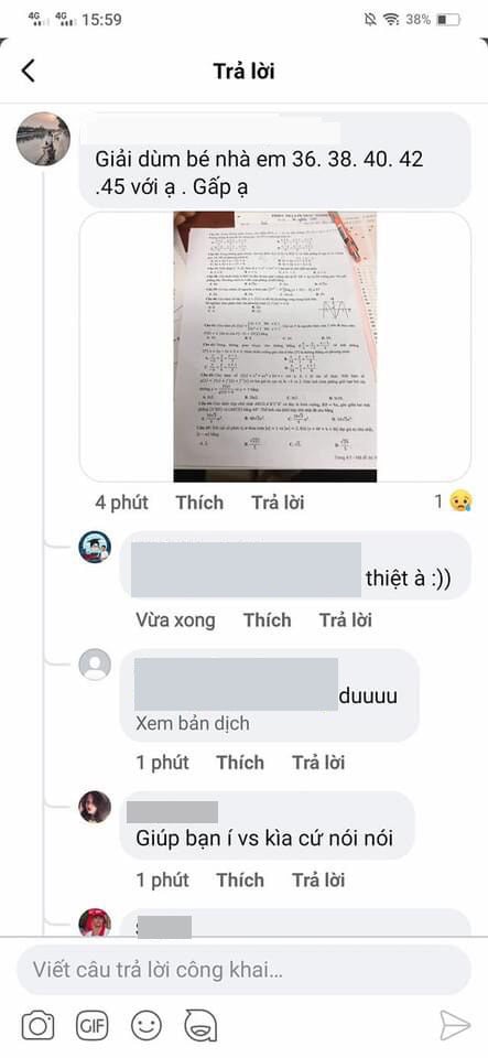 Người nhà thí sinh đã đăng đề thi lên mạng để nhờ công đồng mạng giúp đỡ 