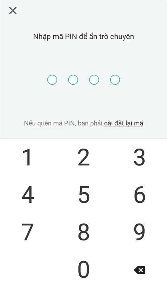 Đặt mã PIN cho cuộc trò chuyện ẩn.